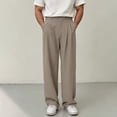 thumbnail image 2 of Men's Old Money Dress Pants Pleated Wide Leg Golf Trousers High Waisted Loose Fit Slacks Button Closure with Pockets for Business Office Fall, Khaki, XL, 2 of 8
