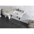 thumbnail image 3 of Kingston Brass LMS30MASQ0 Pemberton 30" Carrara Marble Console Sink with Acrylic Legs (8-Inch, 3-Hole), Carrara Marble White/Matte Black, 3 of 8