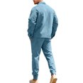 thumbnail image 4 of Men's Casual Sports Suede Business Button-down Jacket and Pants Suit, for Winter Formal Events and Professional Wear,Light Blue,XL, 4 of 4