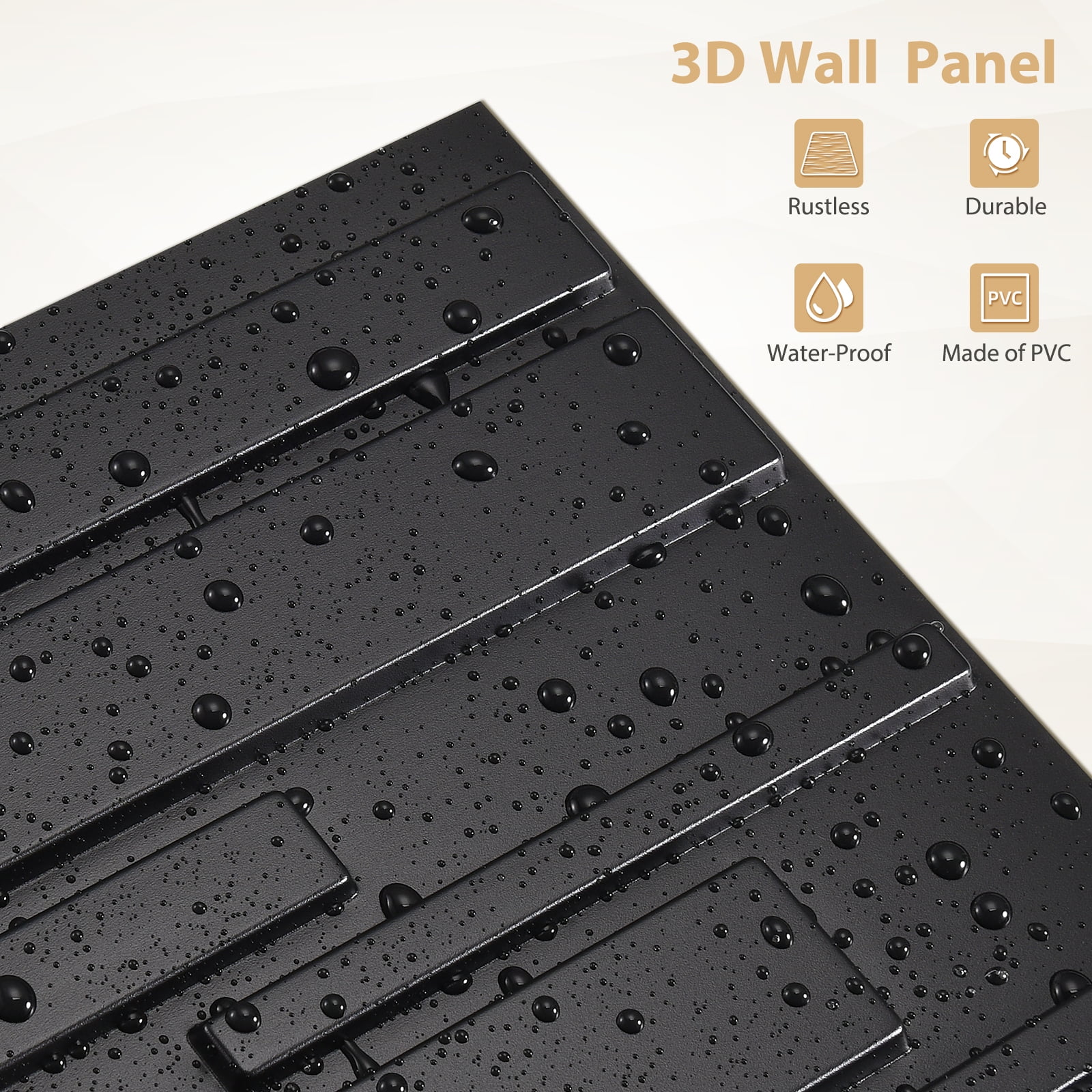 30Pack 3D Wall Panels for Interior Wall Dcor Black 11.8"*11.8" Covering Panels, PVC Textured 3D Wall Tile for Living Room, Bedroom DIY Interior Dcor