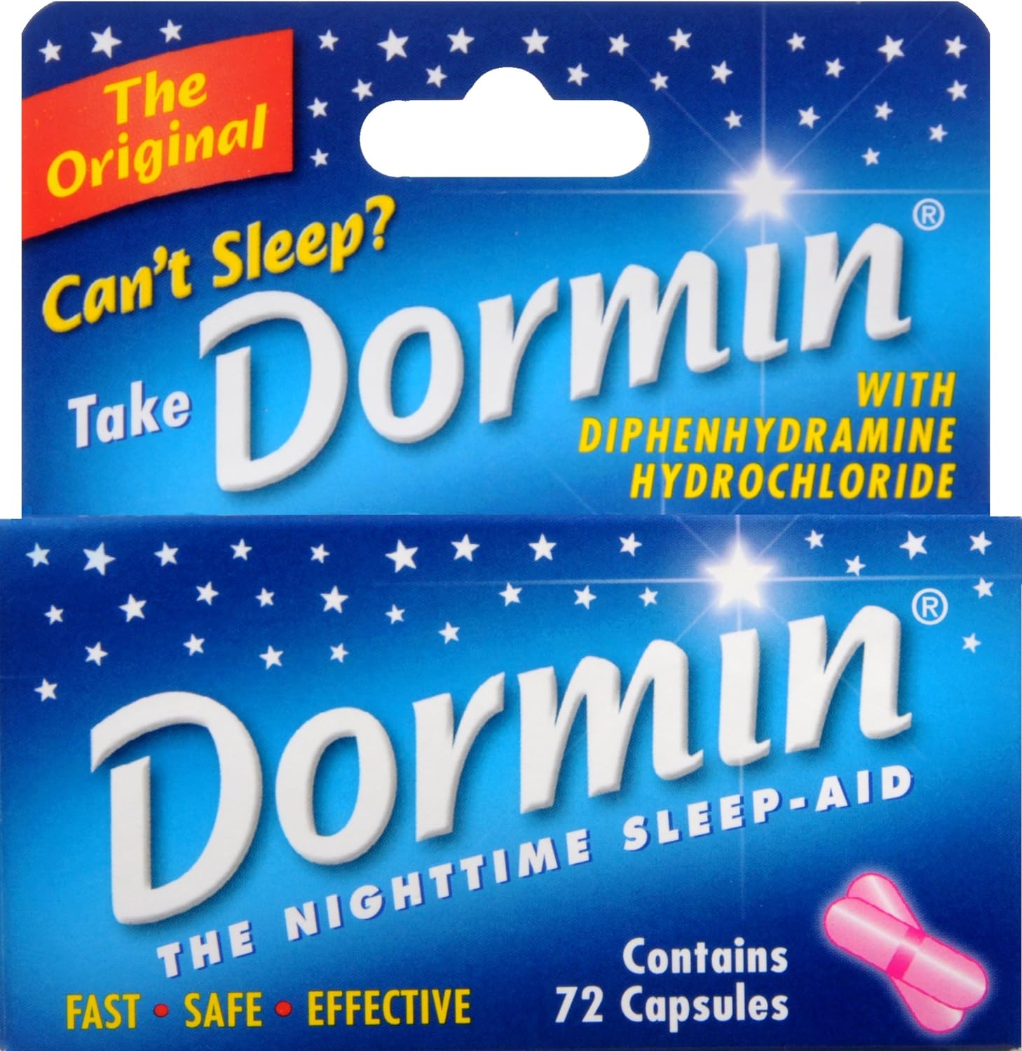 Dormin The Nighttime Sleep Aid Original Capsules, 72 Count, 2 Pack