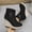 Black, variant on Women Platform Wedge Ankle Boots Side Zipper Buckle Strap Round Toe Slip on Casual Short Booties Plus Size Khaki 5.5(36)