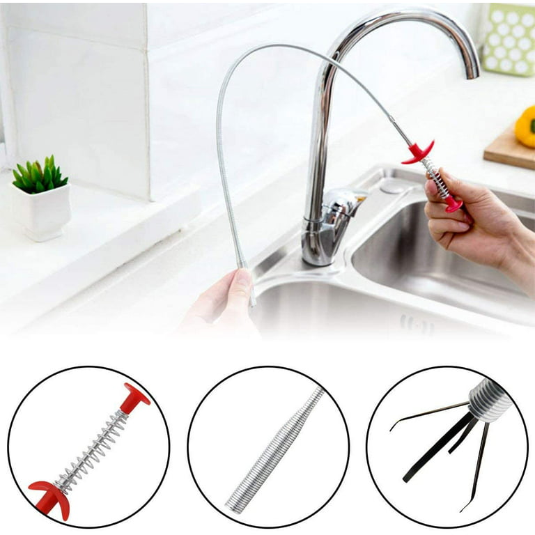 HRUNIQUE Kitchen Drain Snake Clog Remover Hair Cleaning Plumbing