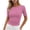Hot Pink-01, variant on Women's Gingham Boat Neck T Shirts Ruched Side Slim Waist Blouses Casual Daily & Summer Wear