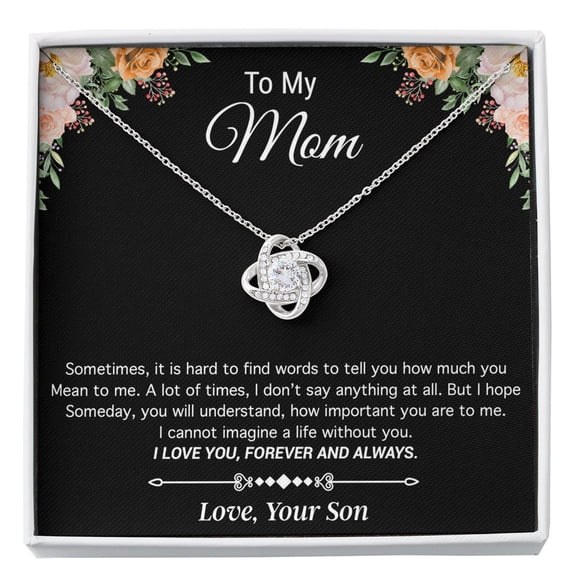 To My Mom Mother'S Day Special Message Necklace, A Meaningful Necklace Perfect For Anniversaries Birthdays Valentine V2318, White Love Knot Necklace