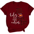 thumbnail image 1 of Camisas Navideñas Para Mujer Moda Casual Impresión Cuello Redondo Suelto Manga Corta Suéter Tops Odeerbi ODB205310, 1 of 6