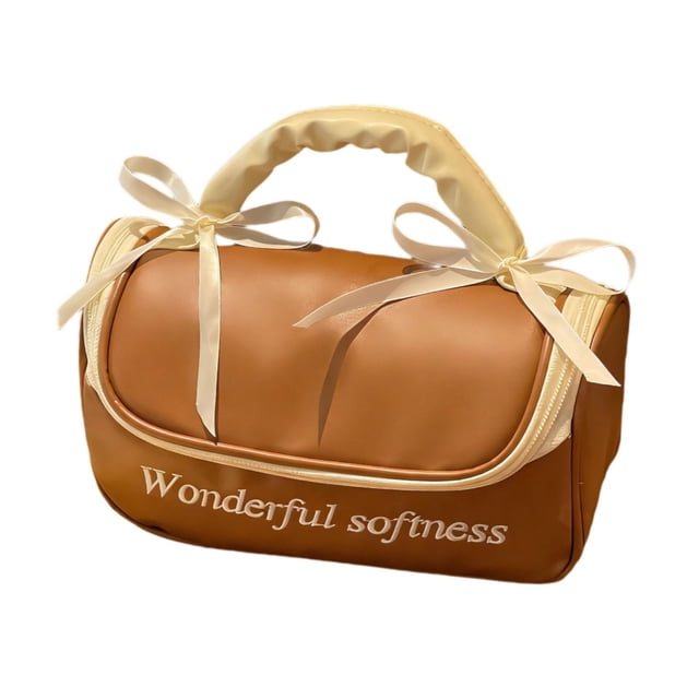 Neceser organizador de cosméticos para baño, bonita bolsa de almacenamiento portátil para maquillaje de mujer Brown S