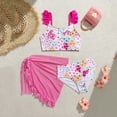 thumbnail image 5 of SGMVNU Girls Bikini Set with Swimsuit Coverups Skirt, 3 Piece Bathing Suit, Summer Beach Cute Swimwear Set, Size 7-8 Years, cl1-Hot Pink, 5 of 6