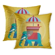 CMFUN Wedding Royal Elephant India Ancient Pillowcase Cushion Cases 16x16 inch Set of 2