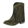 thumbnail image 2 of Women Ankle Boots Women's Fashionable Casual Versatile Cool Winter Tassel Sleeve Boots Short Boots Thick Heel Ankle Boots Green 36, 2 of 6