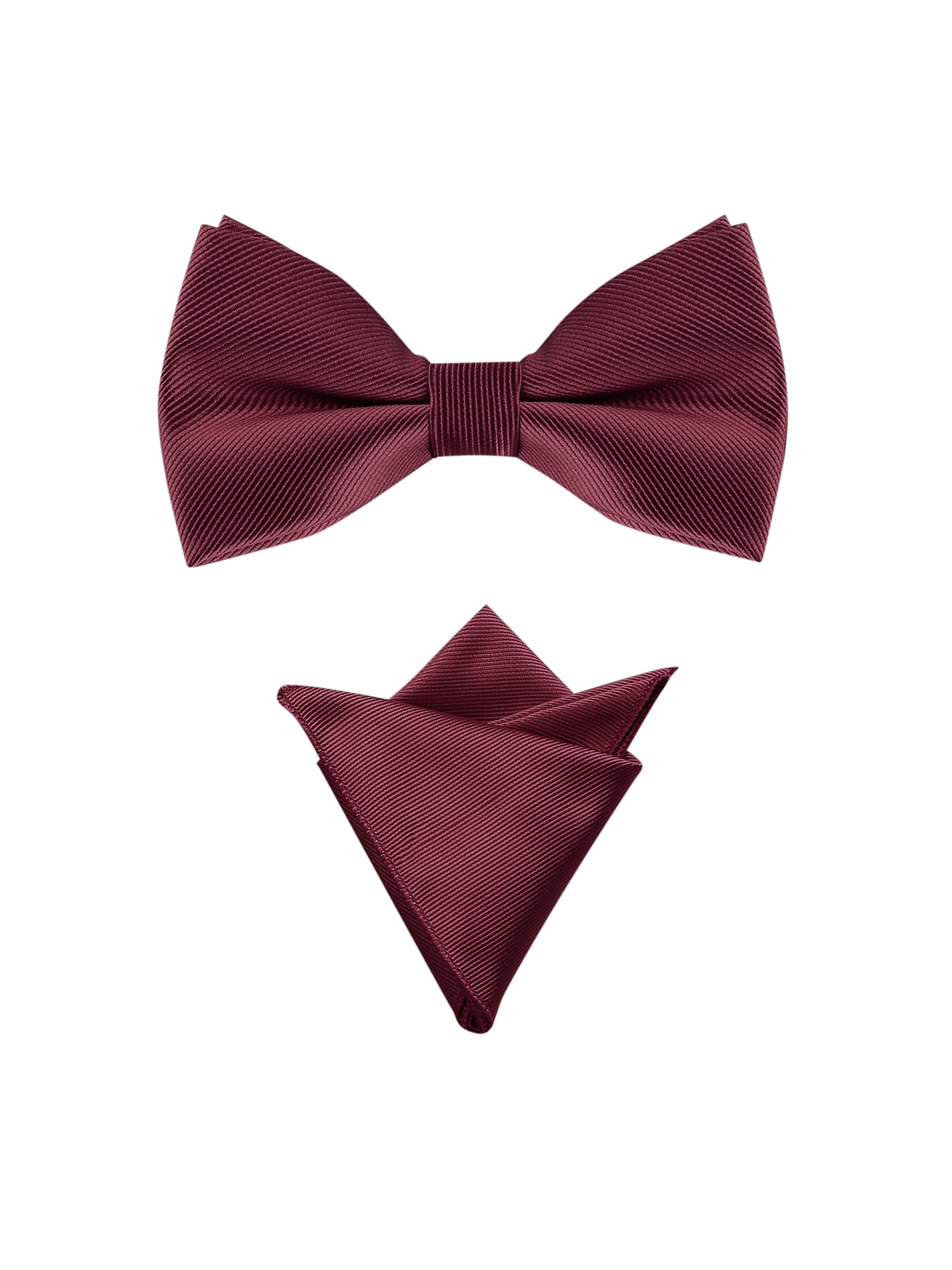 Instructions Dark Aubergine Purple Polyester Mens Self-tie Bow tie & Hanky Set