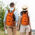 thumbnail image 4 of Disketp Halloween Bats print Canvas Backpack Lightweight Travel Daypack Student Rucksack Laptop Backpack-Medium, 4 of 5