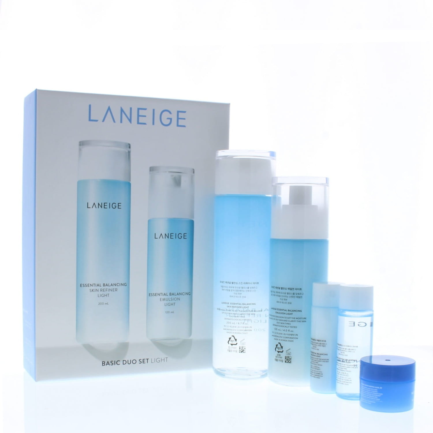 Laneige Basic Duo Set Light, 5-Piece Skincare Set for Oily and