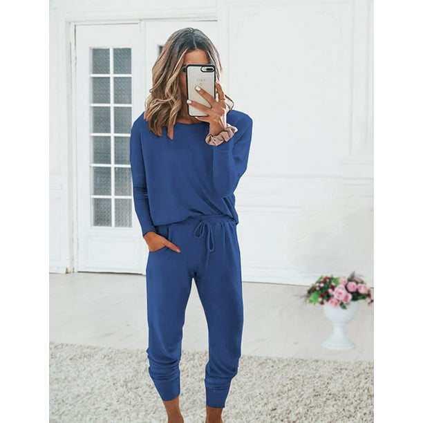 Women's Jogger Set Long Sleeve Sweatsuits Tracksuits Pullover Tops  Sweatpants 2 Pcs Outfits Lounge Pajama Sets