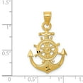 thumbnail image 4 of Diamond2Deal 14K Yellow Gold Satin Diamond-Cut Anchor Pendant for Men (L- 1.19 in), 4 of 4