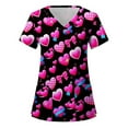 thumbnail image 4 of Lolmot Womens Valentine's Day Love Print V-Neck Scrubs Tops Loose Casual Working Uniform T-Shirts Holiday Blouses with Pockets, 4 of 4