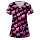 thumbnail image 3 of Blusa Pntutb para mujer, uniforme de mujer, ropa de trabajo, estampado, cuello en V, manga corta, tops con bolsillo Pntutb Pntutb-5853, 3 of 5