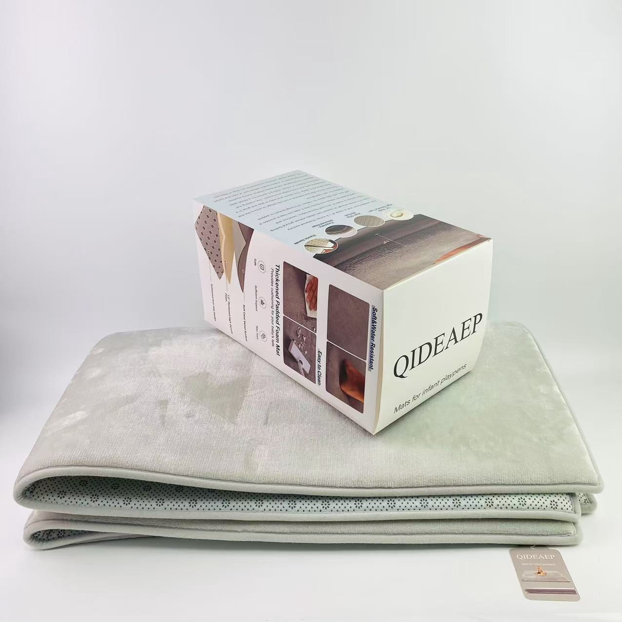 QIDEAEP Mats for infant playpens,50 x 50 Playpen Mat,Tummy Time Foam Mat,Ultra Soft Support & Plush Feel,Grey