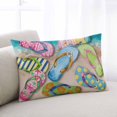thumbnail image 2 of Colorful Flip Flops Throw Pillow Cover 20 x 30 Inch Decorative Pillow Cover Summer Blue Beach Ocean Lumbar Pillowcase Seasonal Rectangle Cushion Case for Couch Sofa Bed Living Room, 2 of 7