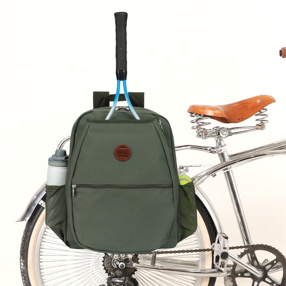 Tourbon Canvas Bike Rear Rack Pannier Tennis Rackets Bag, Green, 1-Pack