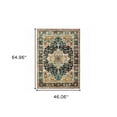 thumbnail image 3 of HomeRoots Gold Grey Orange Ivory And Teal Oriental Power Loom Stain Resistant Area Rug, 3 of 7