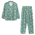 thumbnail image 6 of FOR U DESIGNS Flower Corgi Long Sleeve Button Up Pajama Set Nightwear Sets Button Front Pjs for Women 2PCS Size XS Button Down Jogger Women Sleepwear Loungewear, 6 of 7