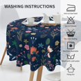 thumbnail image 5 of Spring Summer Floral Tablecloth Round 60 Inch Farmhouse Navy Blue Background Wildflower Round Tablecloth Polyester Washable Table Cover Table Cloth for Kitchen Dining Room Picnic Patio Party, 5 of 6