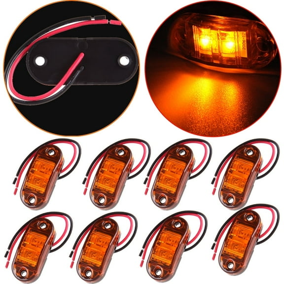 ECCPP 2 Diode Oval Amber LED Clearance Side Marker Light Trailer Truck Pack of 8