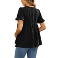 thumbnail image 3 of INSPIRE CHIC Women's Mother's Days Maternity Casual Round Neck Ruffle Sleeve Button T-Shirts Babydoll Loose Fit Peplum Tops S Black, 3 of 6