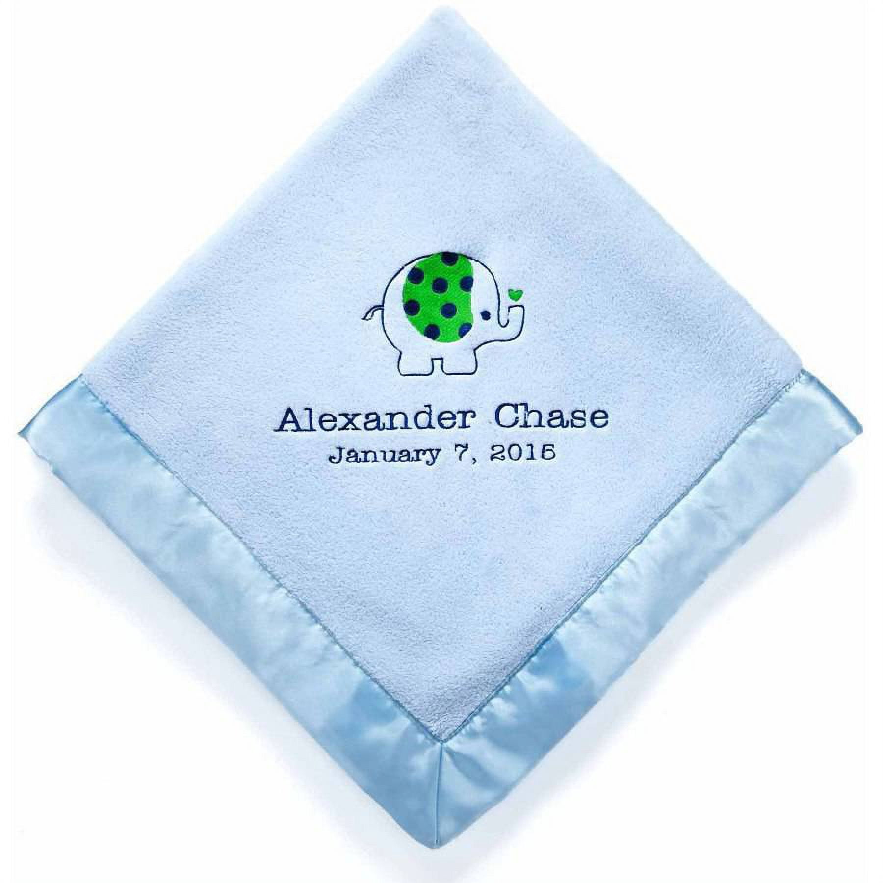 Personalized Sweet Elephant Blue Baby Blanket