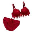thumbnail image 3 of Conjunto para mujer, lencería acolchada, juego de ropa interior , rojo vino 80B Hugo Sujetador floral de encaje para mujer, 3 of 7