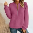 thumbnail image 2 of Stamzod Early Fall Fashion Half Zip Pullover Women Sweatshirt Casual Long Sleeve Tops Plus Size Crewneck Sweatshirts Women Clothes Hot Pink L, 2 of 6
