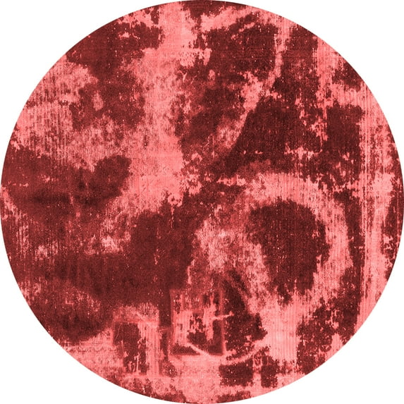 Ahgly Company Indoor Round Abstract Red Modern Area Rugs, 8' Round