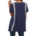 thumbnail image 7 of Xuanfei Women Bohemian Floral Print V Neck Short Sleeve Cut Out Asymmetric Hem Top, 7 of 7