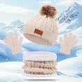 thumbnail image 2 of Beanie Knit Hats Hat Scarf Gloves Set Kids Winter Hat Scarf Gloves Set With Knit Thick Warm Fleece Lined, 2 of 6