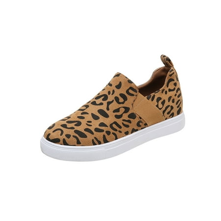 

Zodanni Women Breathable Casual Shoe Walking Round Toe Flats Comfortable Lightweight Skate Loafer Leopard Print 8