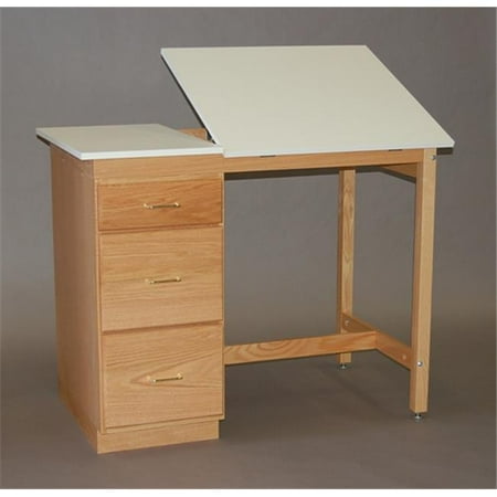SMI M3446-37PDS Medium Oak Finish Split Top Pedestal Desk, 34 X 46 in.