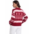 thumbnail image 4 of Asklazy Women’s Relaxed Fit Soft Knit Fabric Sweater Long Sleeve Pullover Crew Neck Casual Winter Top,US Size,Red Snowflakes,L, 4 of 9