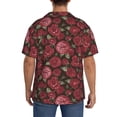 thumbnail image 3 of Pofeuu Rose Flowers Print Mens Casual Short Sleeve Shirts Beach Summer Spread Collar Pocket Tops Men's Casual Short-sleeved Shirt-3X-Large, 3 of 5