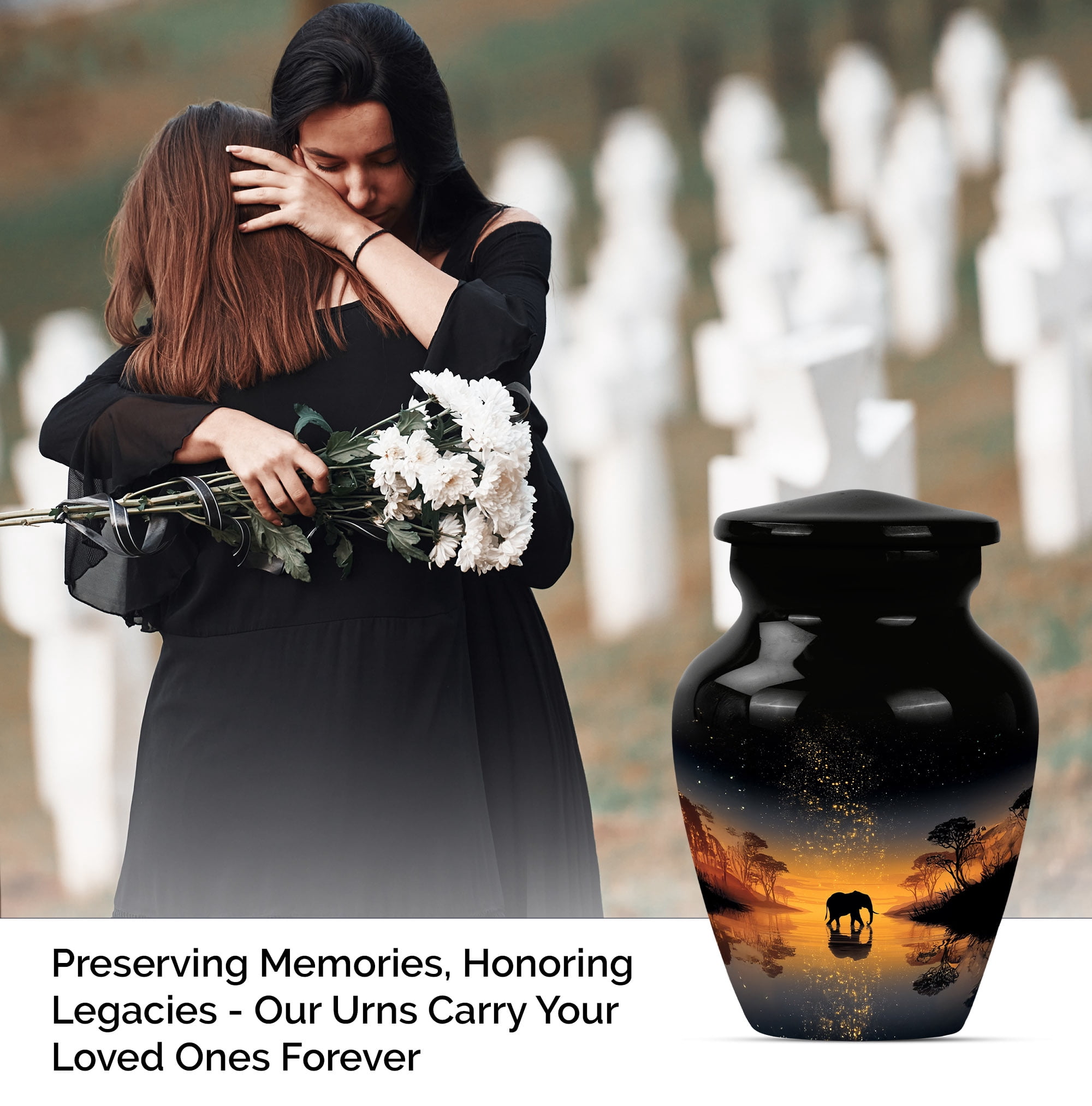 Elephan Funeral Urn For Human Ashes Men & Women, Decorative Urns For Male & Female Ashes, Small Keepsake Cremation Urns For Adult Men (Size-3 Inch 4 Pcs)