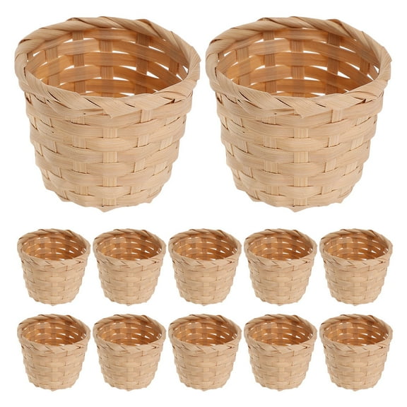 OUNONA 12pcs Woven Baskets Beige Bamboo Miniature Tiny Basket For Homeowners