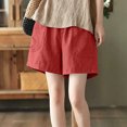 thumbnail image 5 of IUYRTFE Women's High Waist Loose Fit Summer Shorts with Pockets Elastic Waist Casual Straight Leg Bottoms, 5 of 5