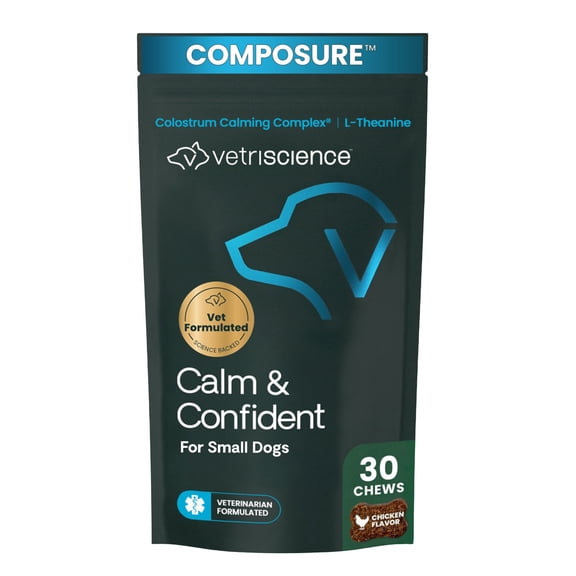VetriScience Composure Calm & Confident Chicken Flavored Chews, Calming Supplement for Small Dogs, 30 Count