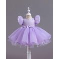 thumbnail image 4 of Nyeemya Baby Toddler Flower Girl Sequin Lace Bowknot Princess Dress Birthday Party Ball Gown Purple 110, 4 of 5