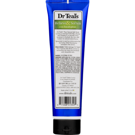 Dr Teal's Relieve & Soften Pure Epsom Salt Body Lotion with Eucalyptus and Spearmint, 10 oz
