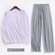 thumbnail image 1 of Conjunto de pantalones de dormir ultrafinos de manga larga de seda helada para hombre, ropa para el hogar para primavera y verano, pantalones largos de nueve puntos, traje camisón, 1 of 5