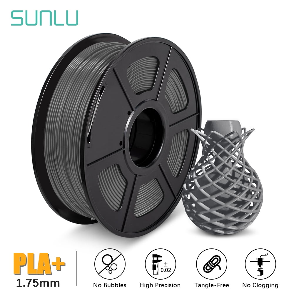 2.2 LBS 1KG Spool 3D Filament,Black PLA+ 3D Printing Filament Low Odor 1.75mm PLA Filament Dimensional Accuracy +/- 0.02 mm SUNLU 3D Printer Filament PLA Plus