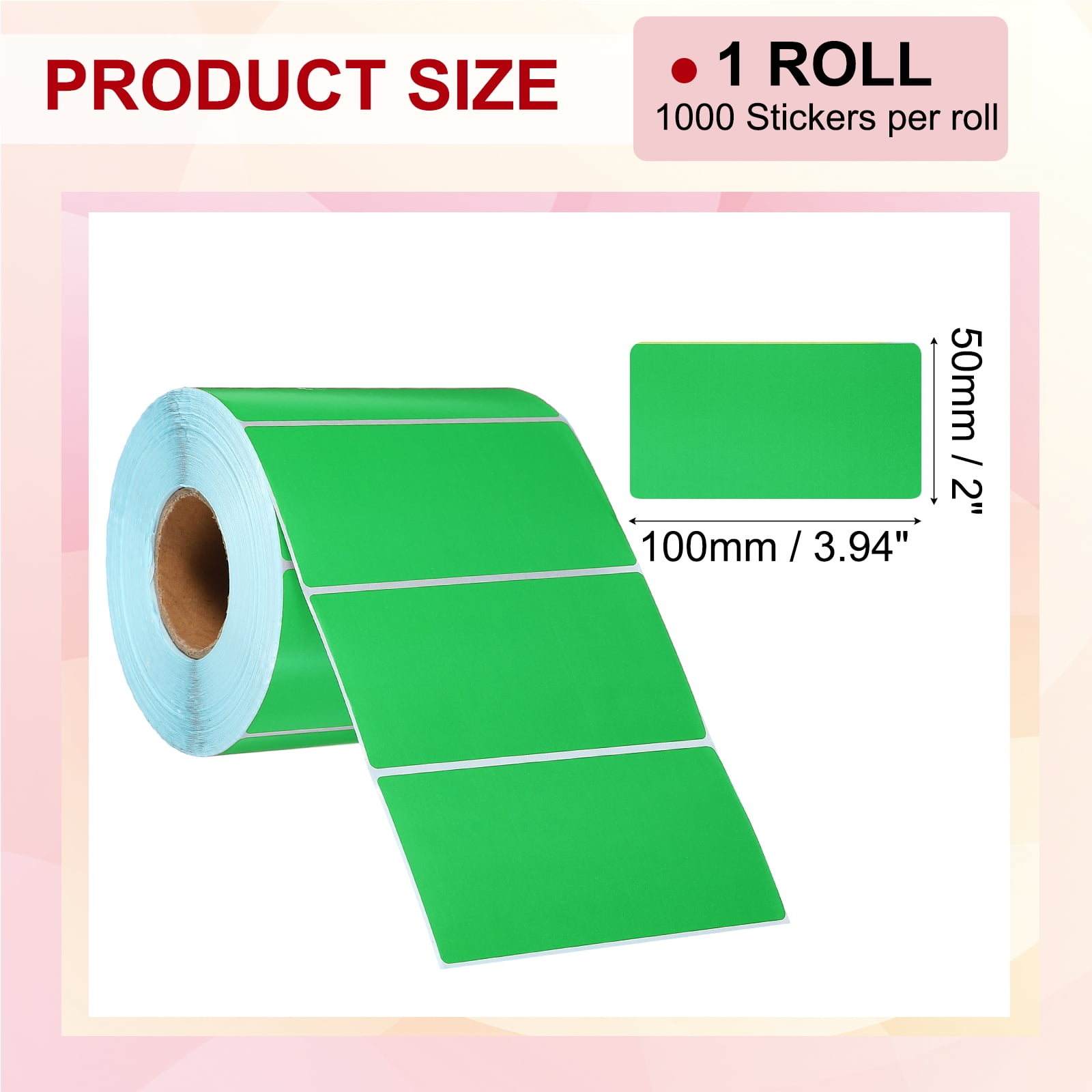 Uxcell 1000Pcs Thermal Labels 2x3.94" Thermal Printer Labels Stickers Self Adhesive Tags Rectangle Paper Roll Small for Printer Shipping Label Mailing UPS Barcode Address Green