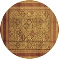 thumbnail image 1 of Ahgly Company Indoor Round Oriental Brown Industrial Area Rugs, 3' Round, 1 of 4