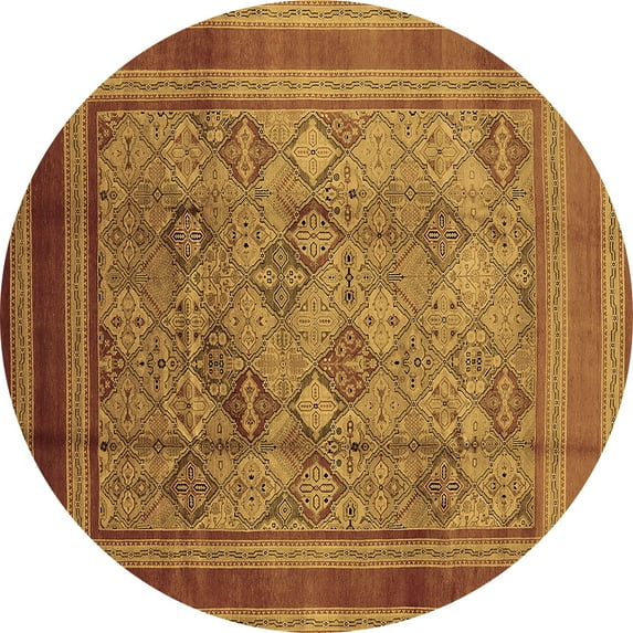 Ahgly Company Indoor Round Oriental Brown Industrial Area Rugs, 3' Round